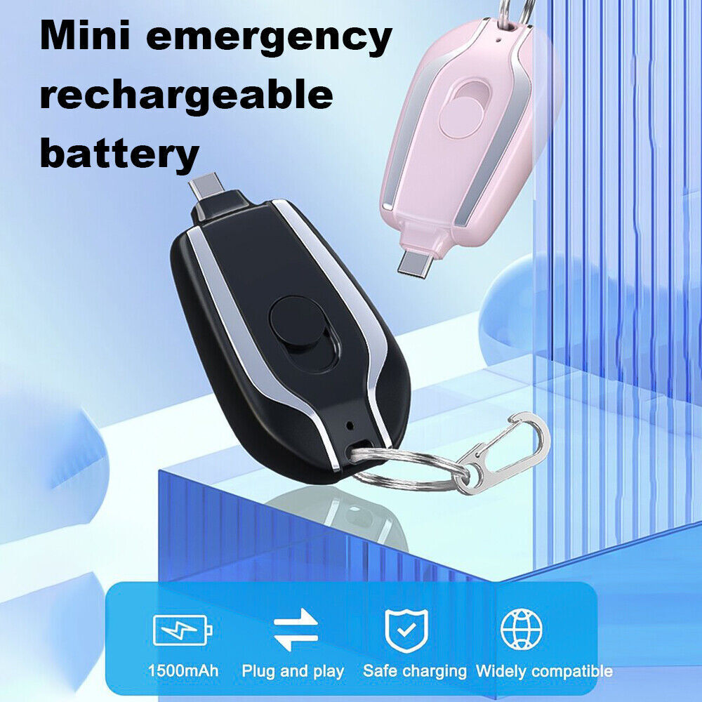 1500mAh Mini Emergency Keychain Charger - Fast Charging Power Bank