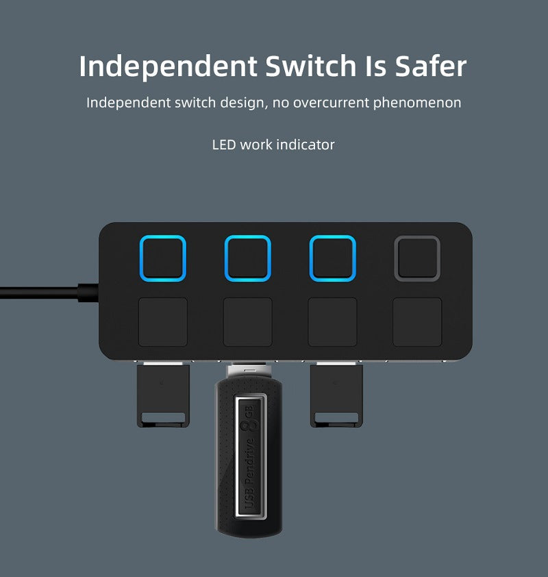 Streamlined Connectivity: 4-Port Multi-USB Splitter Hub