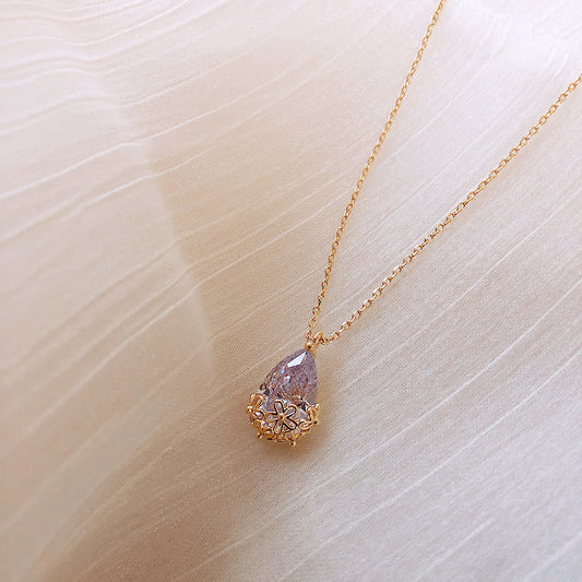 Elegant Crystal Water Drop Pendant Necklace for Women