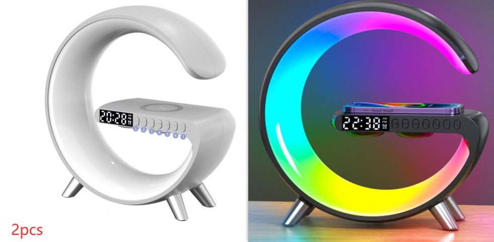 Intelligent G-Shaped LED Lamp - Bluetooth Speaker and Wireless Charger