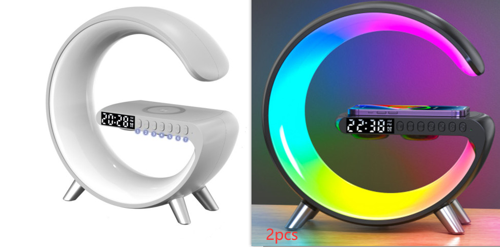 Intelligent G-Shaped LED Lamp - Bluetooth Speaker and Wireless Charger