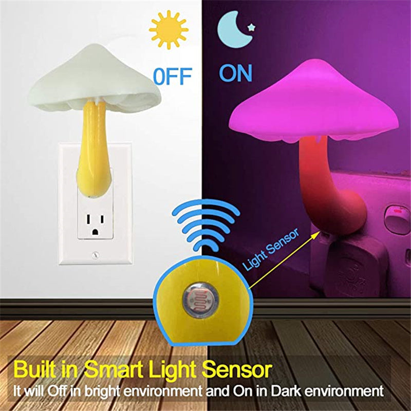 Mushroom Wall Socket Lamp: Cozy LED Night Light