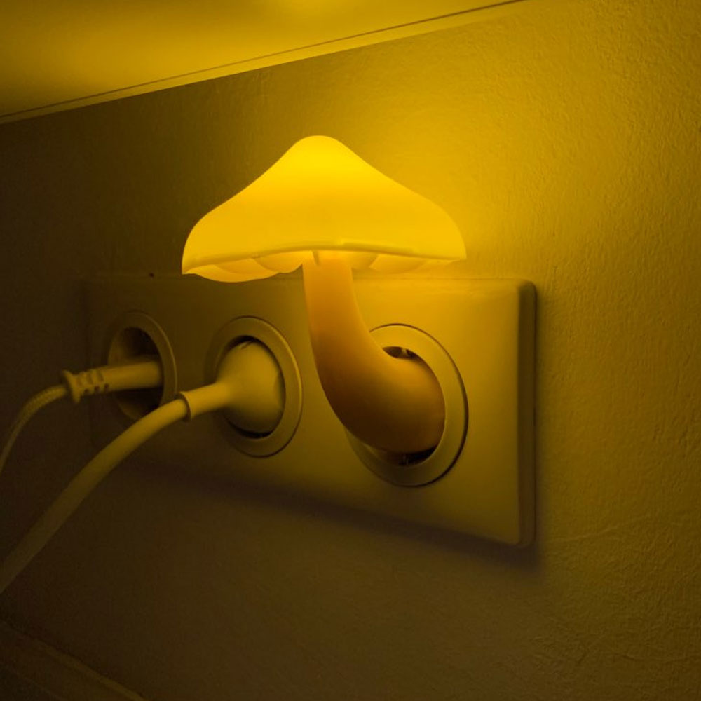 Mushroom Wall Socket Lamp: Cozy LED Night Light