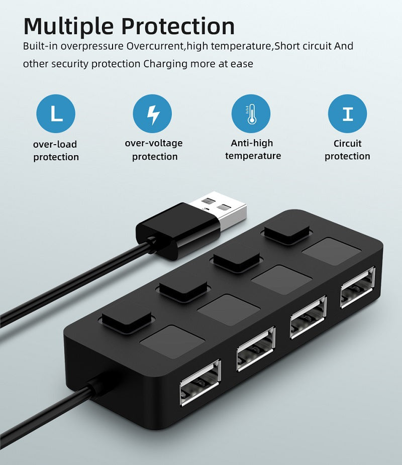 Streamlined Connectivity: 4-Port Multi-USB Splitter Hub