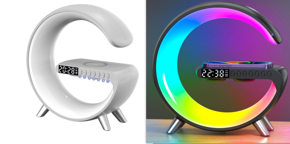 Intelligent G-Shaped LED Lamp - Bluetooth Speaker and Wireless Charger