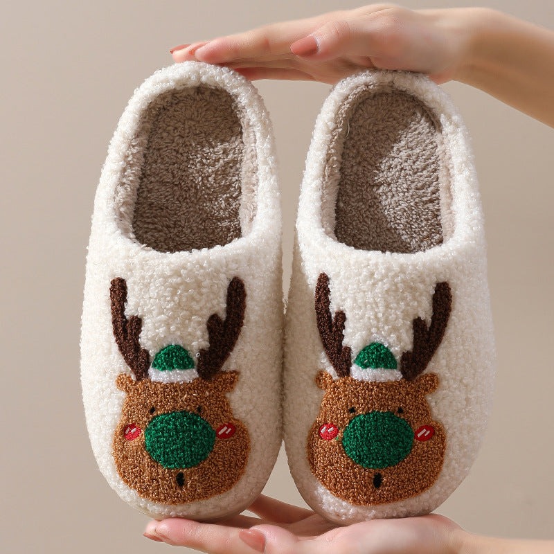 Festive Christmas Slippers: Elk-Themed Cozy Home Footwear