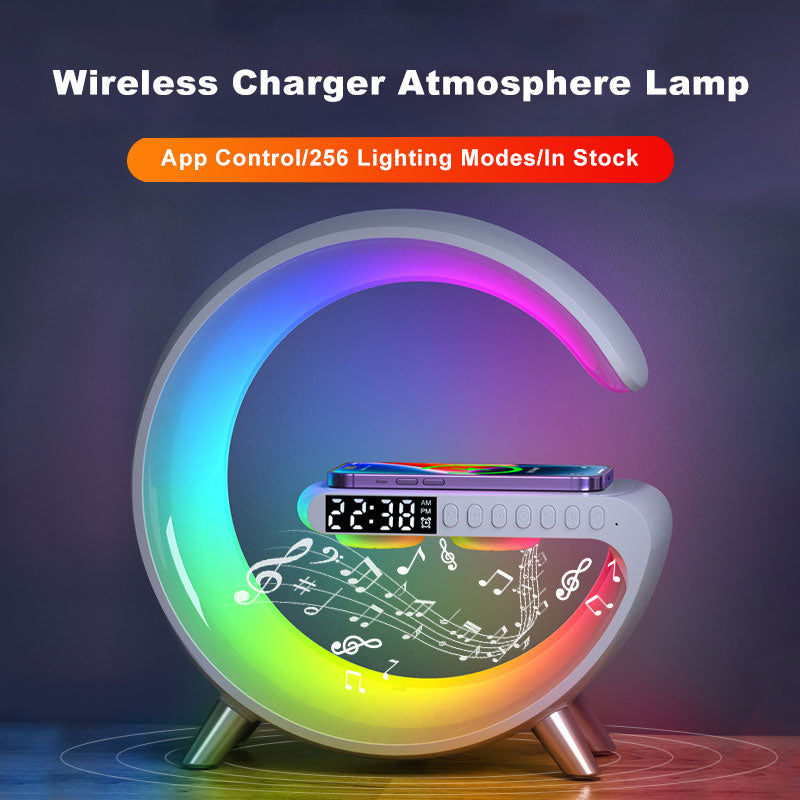 Intelligent G-Shaped LED Lamp - Bluetooth Speaker and Wireless Charger