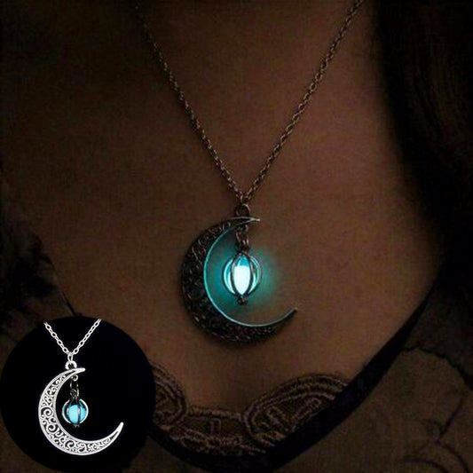 Moonlit Natural Glowing Stone Healing Necklace