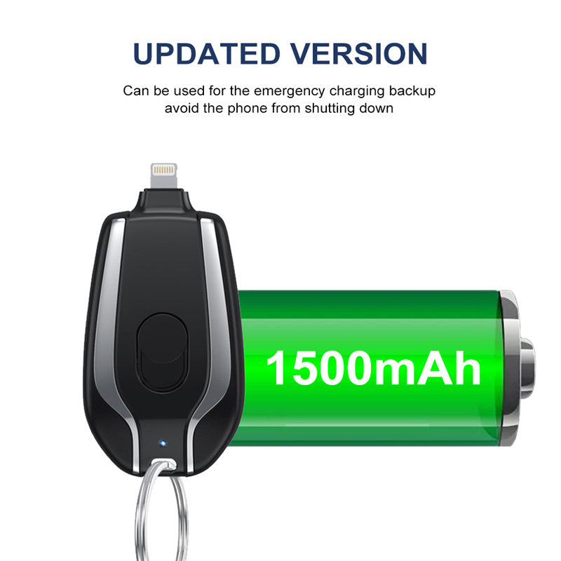 1500mAh Mini Emergency Keychain Charger - Fast Charging Power Bank