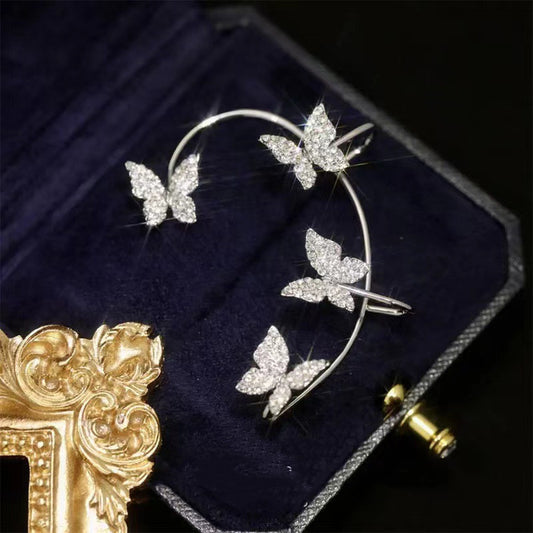 Fashion Butterfly Ear Clip and Ear Hook Earrings