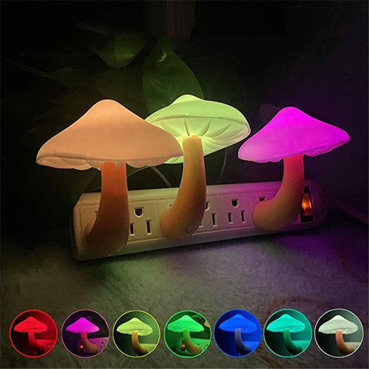 Mushroom Wall Socket Lamp: Cozy LED Night Light