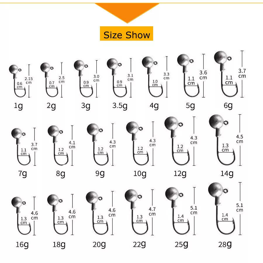 Versatile Jig Head Fishing Hooks - Various Weights