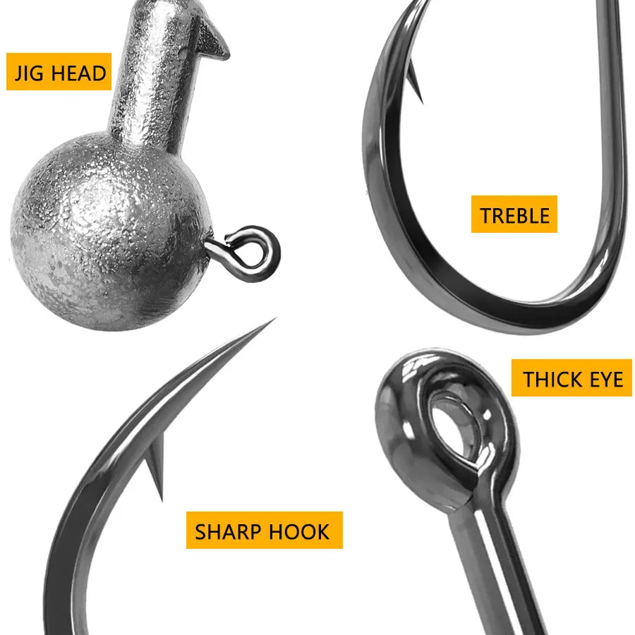 Versatile Jig Head Fishing Hooks - Various Weights