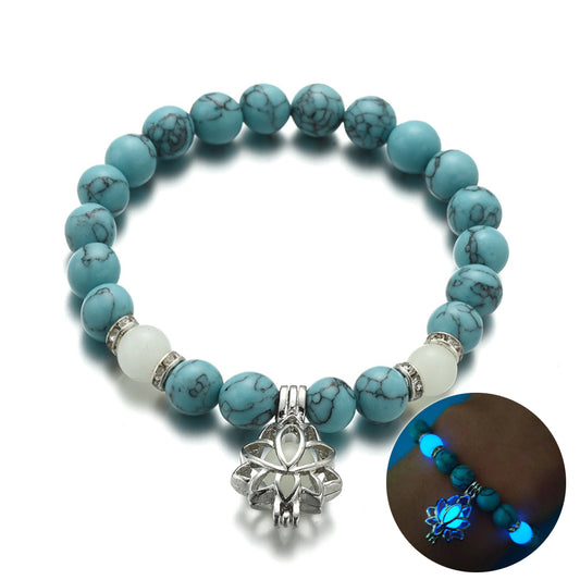 Luminous Lotus Natural Stone Bracelet: Embrace the Glow