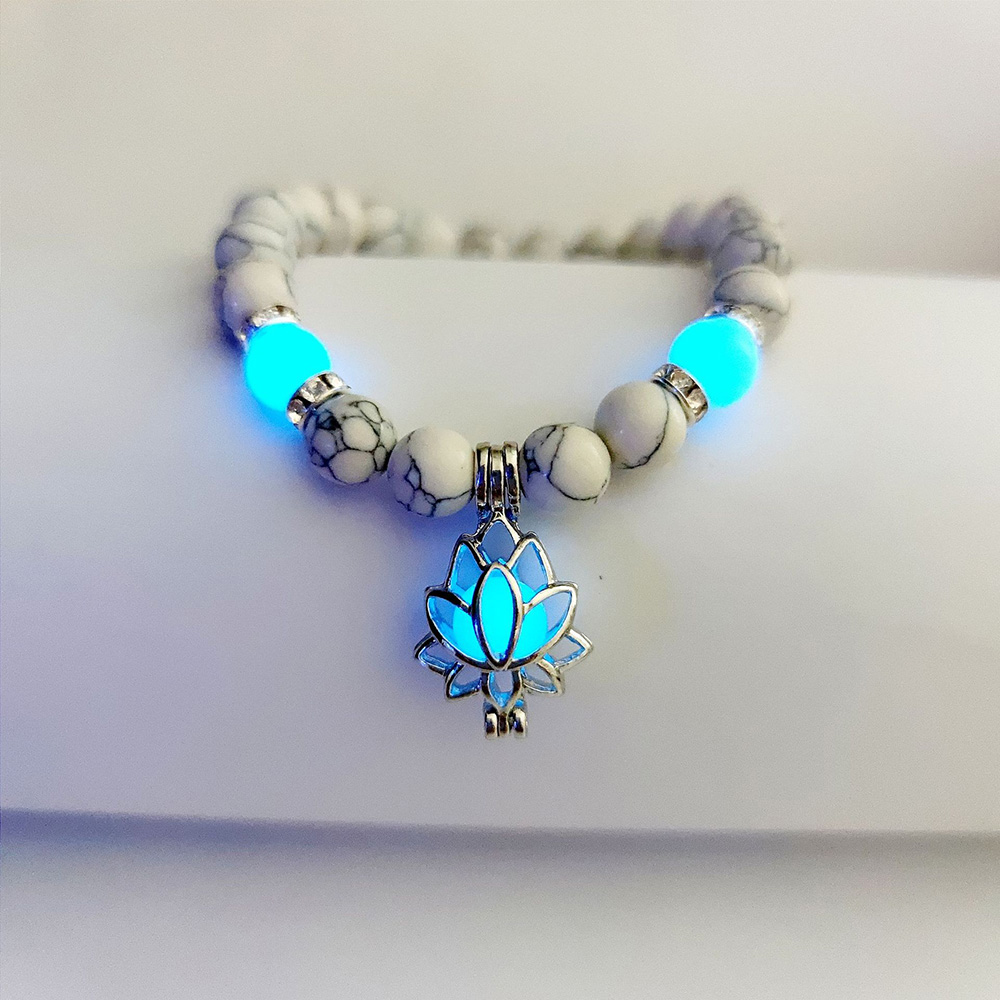 Luminous Lotus Natural Stone Bracelet: Embrace the Glow