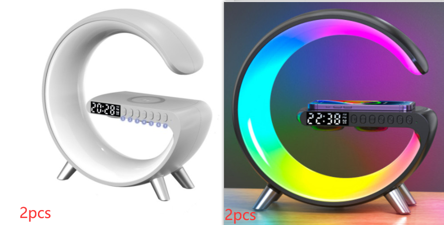 Intelligent G-Shaped LED Lamp - Bluetooth Speaker and Wireless Charger