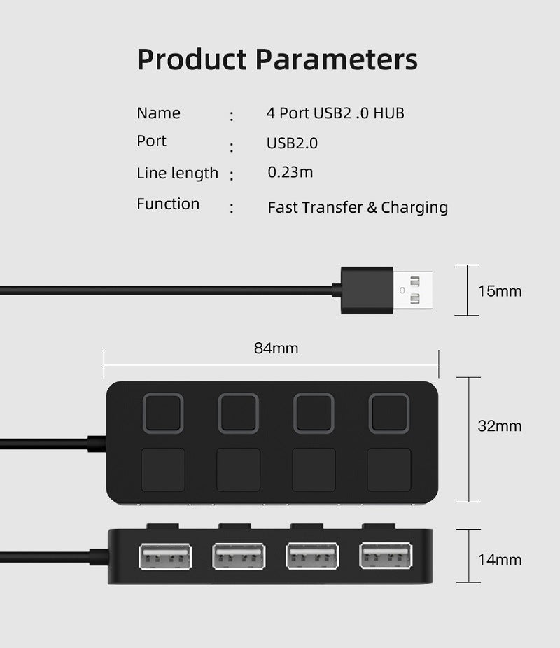 Streamlined Connectivity: 4-Port Multi-USB Splitter Hub